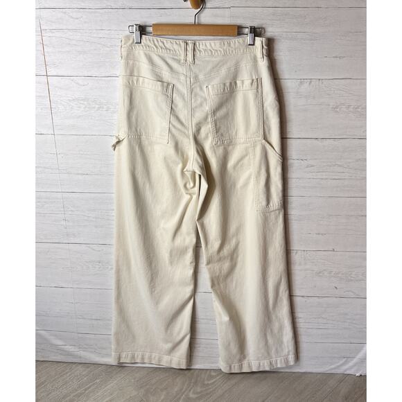 American Eagle Jeans Womens Size 12 Ivory Stretch Super High-Rise Baggy Wide Leg - Picture 13 of 16